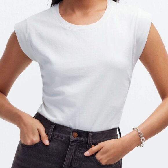Madewell nj787 Side-Cinch Muscle Tee white NWT - Picture 1 of 10